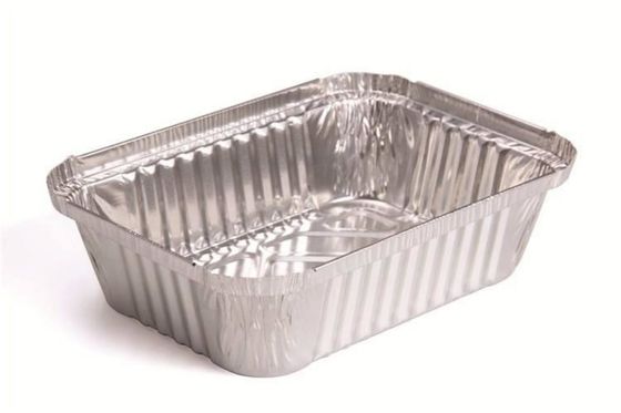 Rectangular Food Container Aluminium Silver Foil Container Thickened