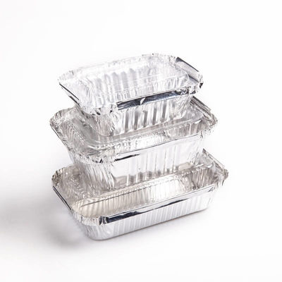 Rectangular Food Container Aluminium Silver Foil Container Thickened