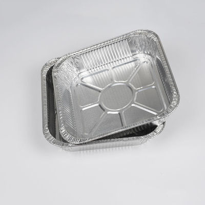 Silver Disposable Aluminum Food Tray With Lid Rectangular OEM