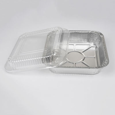 Silver Disposable Aluminum Food Tray With Lid Rectangular OEM