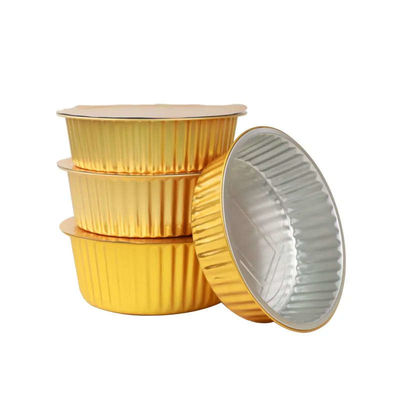 250ml 450ml Gold Aluminum Disposable Food Container Tray with Lid for Packing